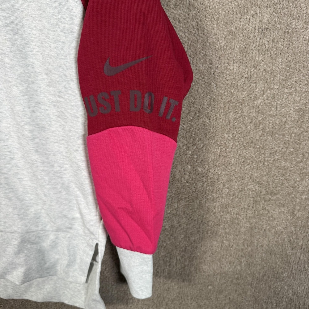 Nike Dri Fit Sweatshirt Womens Medium Gray Red Quarter Zip Just Do It Pullover - Picture 7 of 13